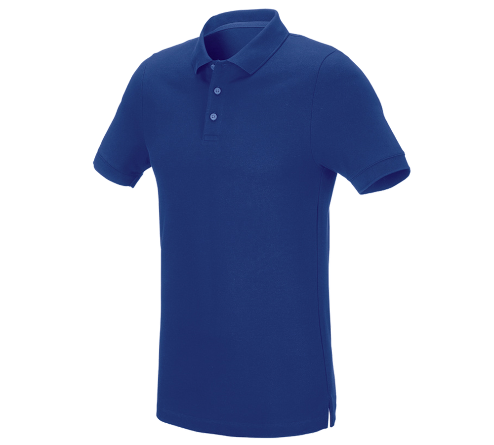 Bovenkleding: e.s. Pique-Polo cotton stretch, slim fit + korenblauw