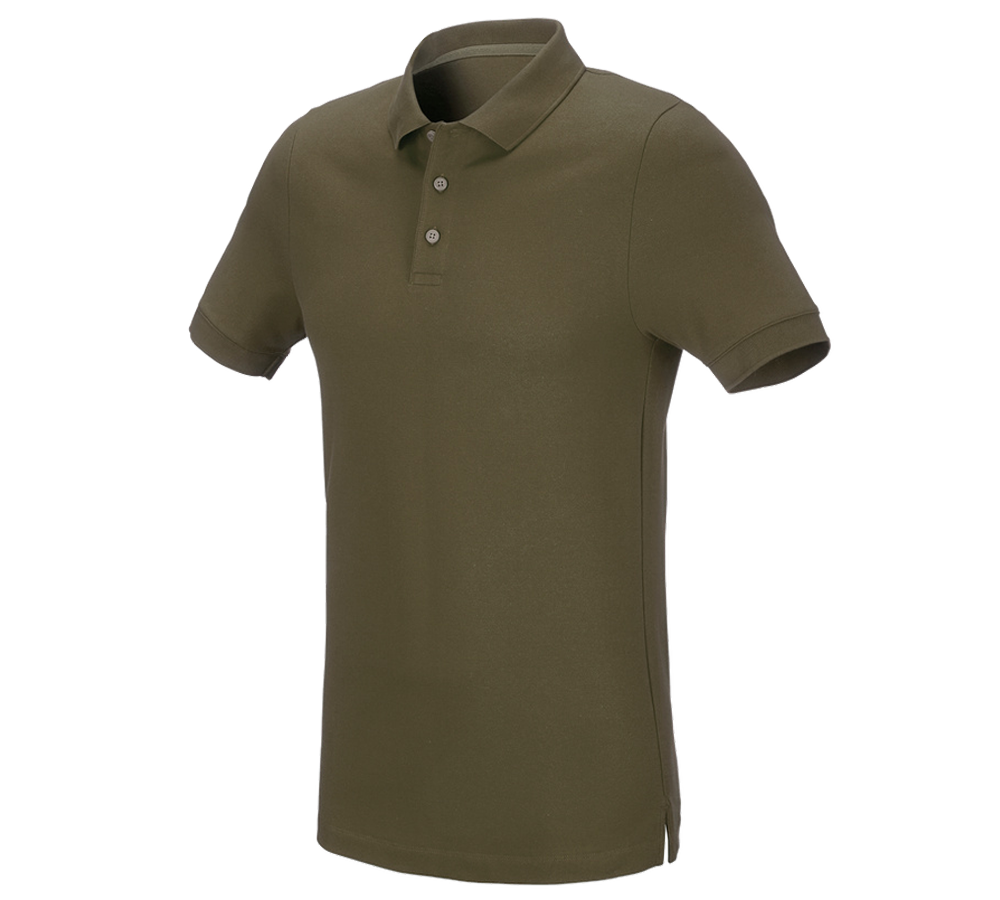 Shirts & Co.: e.s. Piqué-Polo cotton stretch, slim fit + schlammgrün