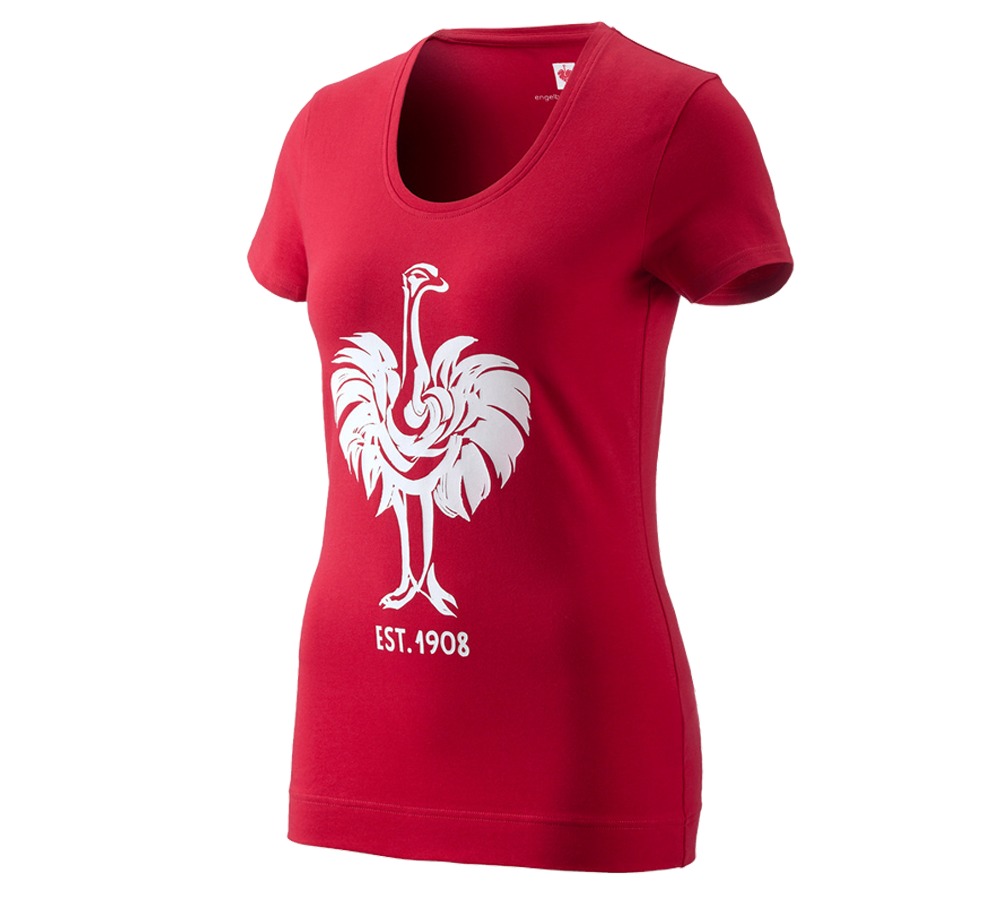 Hauts: e.s. T-Shirt 1908, femmes + rouge vif/blanc