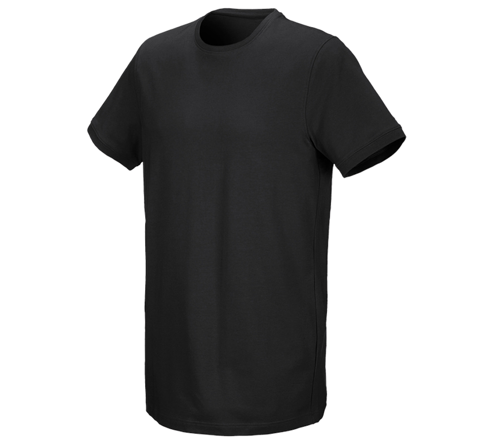 Hauts: e.s. T-Shirt cotton stretch, long fit + noir