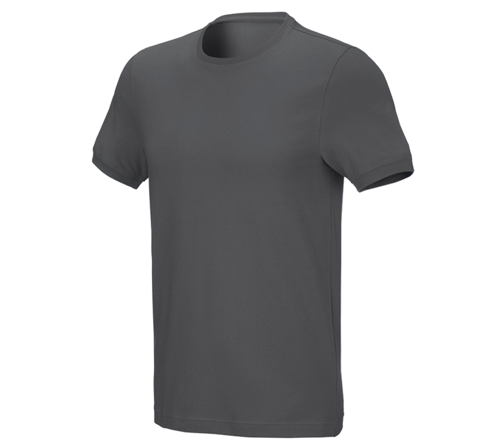 Shirts & Co.: e.s. T-Shirt cotton stretch, slim fit + anthrazit