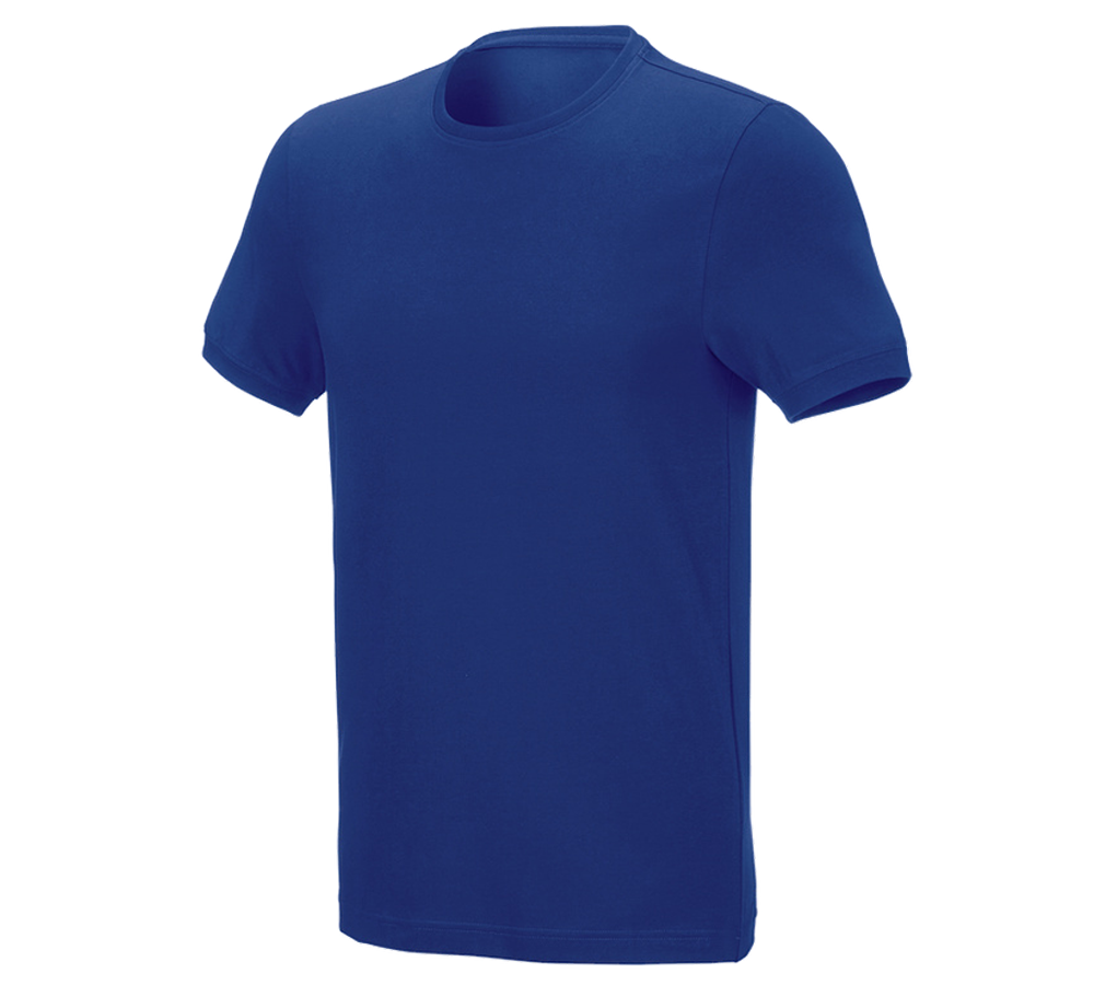 Shirts & Co.: e.s. T-Shirt cotton stretch, slim fit + kornblau