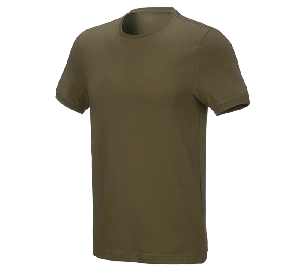 Bovenkleding: e.s. T-Shirt cotton stretch, slim fit + moddergroen