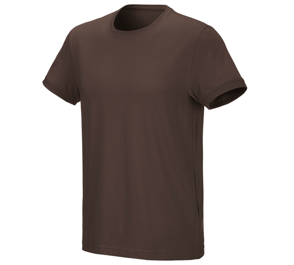 Hauts: e.s. T-Shirt cotton stretch + marron