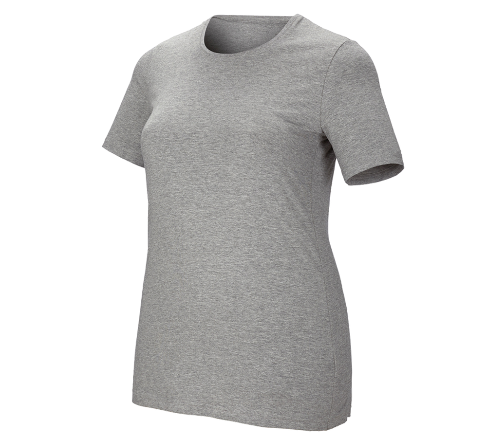 Onderwerpen: e.s. T-Shirt cotton stretch, dames, plus fit + grijs mêlee