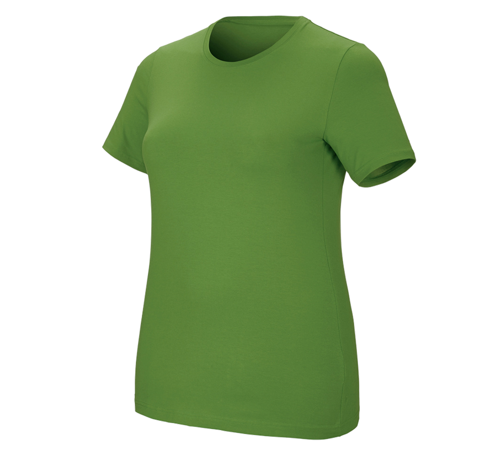 Onderwerpen: e.s. T-Shirt cotton stretch, dames, plus fit + zeegroen