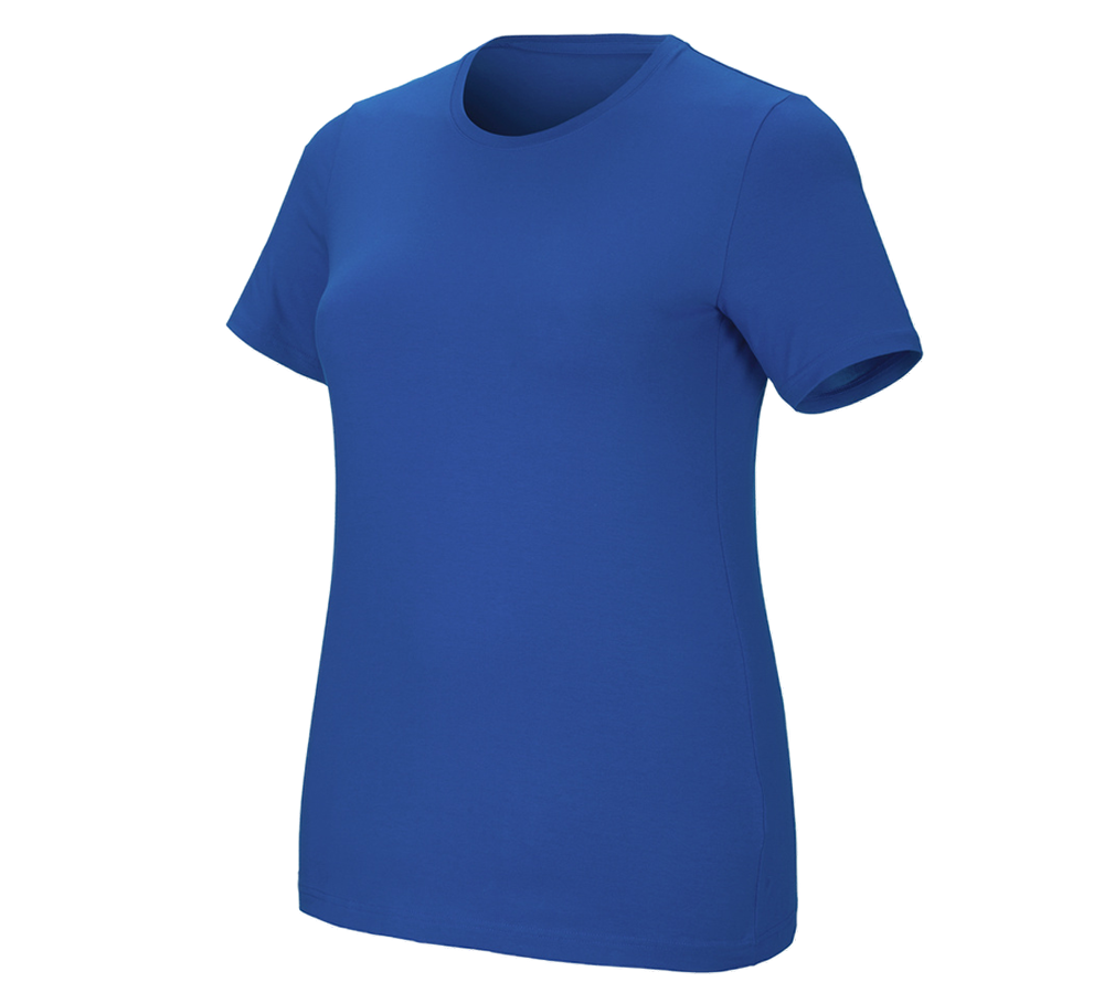 Loodgieter / Installateurs: e.s. T-Shirt cotton stretch, dames, plus fit + gentiaanblauw