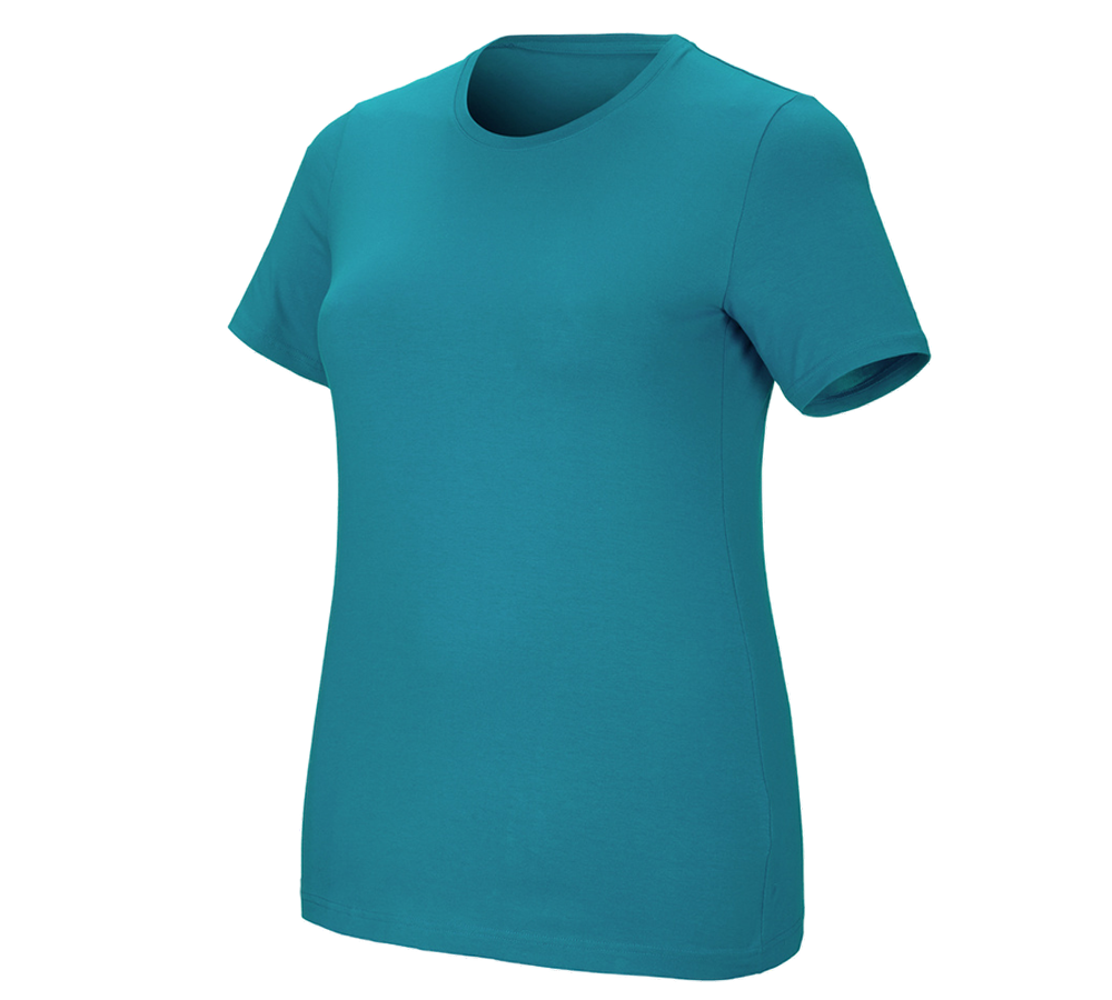 Onderwerpen: e.s. T-Shirt cotton stretch, dames, plus fit + oceaan