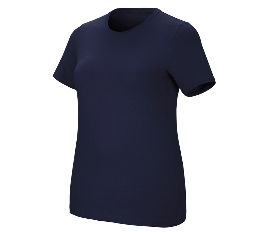 Onderwerpen: e.s. T-Shirt cotton stretch, dames, plus fit + donkerblauw