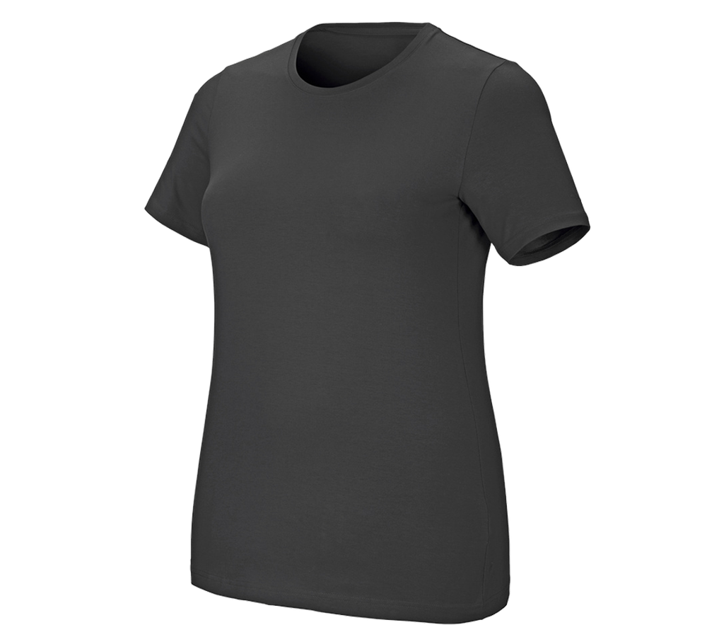 Onderwerpen: e.s. T-Shirt cotton stretch, dames, plus fit + antraciet