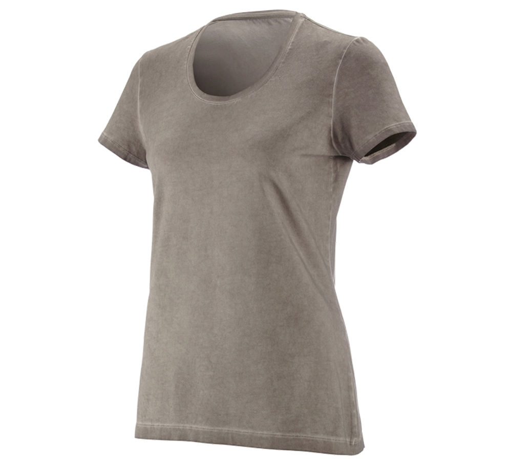 Bovenkleding: e.s. T-Shirt vintage cotton stretch, dames + taupe vintage