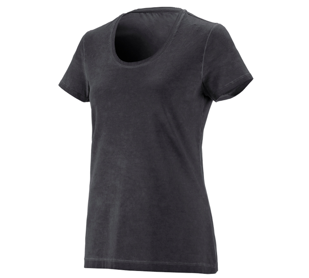 Hauts: e.s. T-Shirt vintage cotton stretch, femmes + noir oxyde vintage