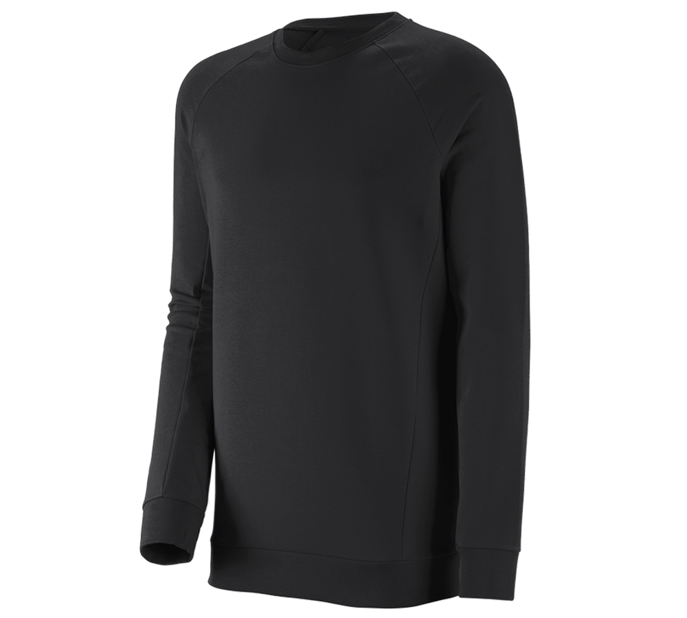 Shirts & Co.: e.s. Sweatshirt cotton stretch, long fit + schwarz