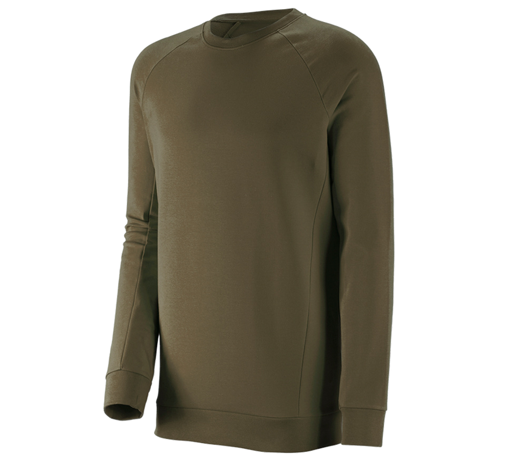 Shirts & Co.: e.s. Sweatshirt cotton stretch, long fit + schlammgrün
