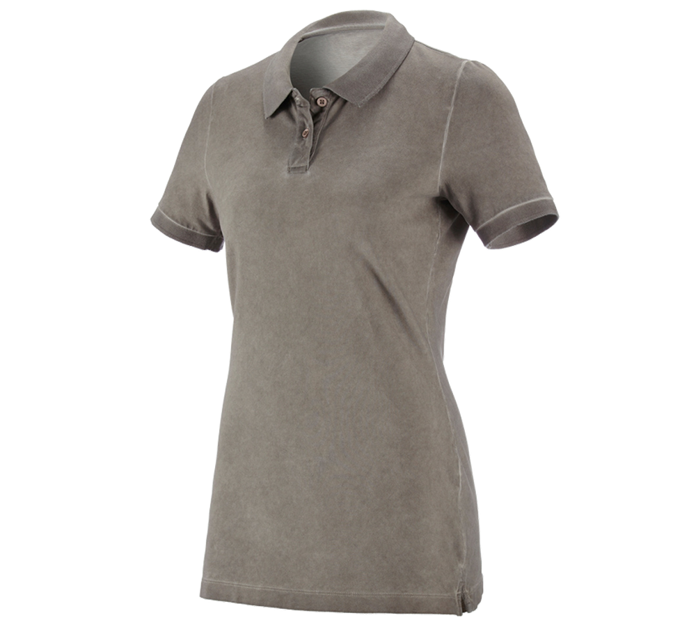 Shirts & Co.: e.s. Polo-Shirt vintage cotton stretch, Damen + taupe vintage