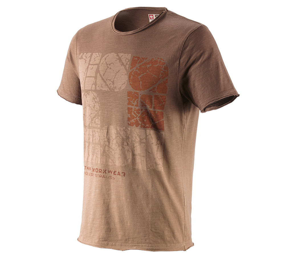 Hauts: e.s. T-Shirt denim workwear + brun clair vintage
