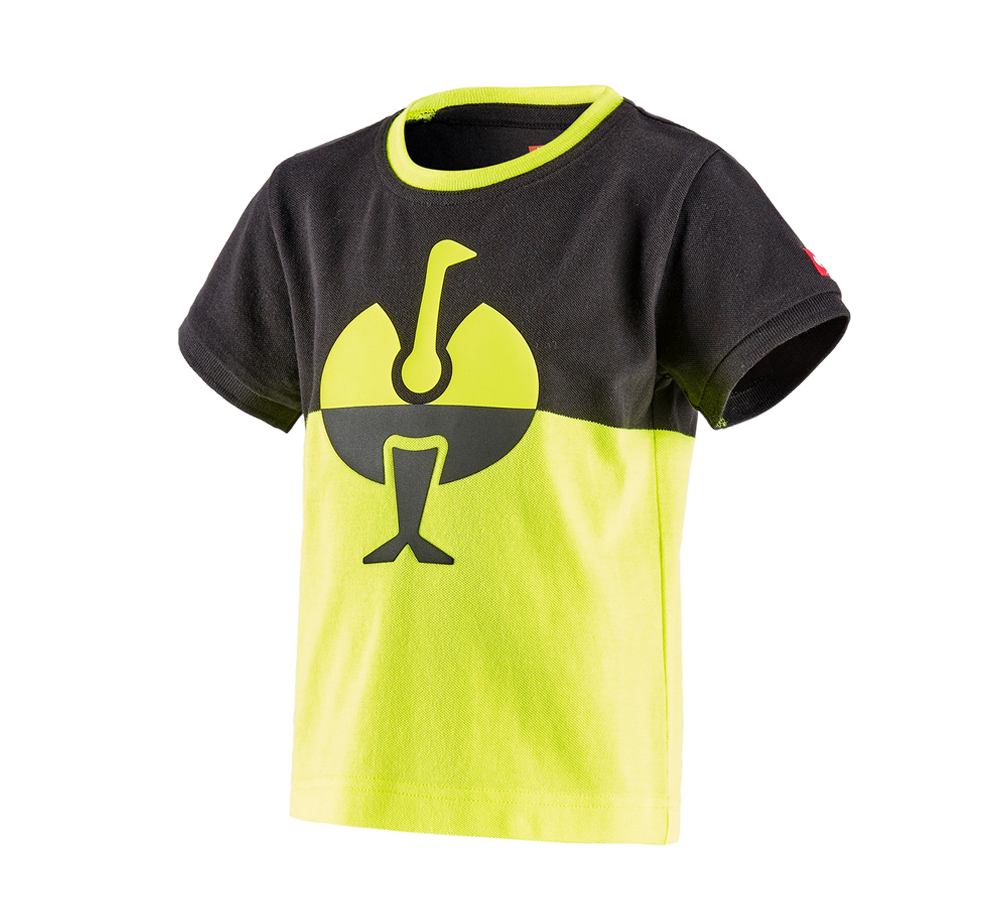 Hauts: e.s. Pique-Shirt colourblock, enfants + noir/jaune fluo