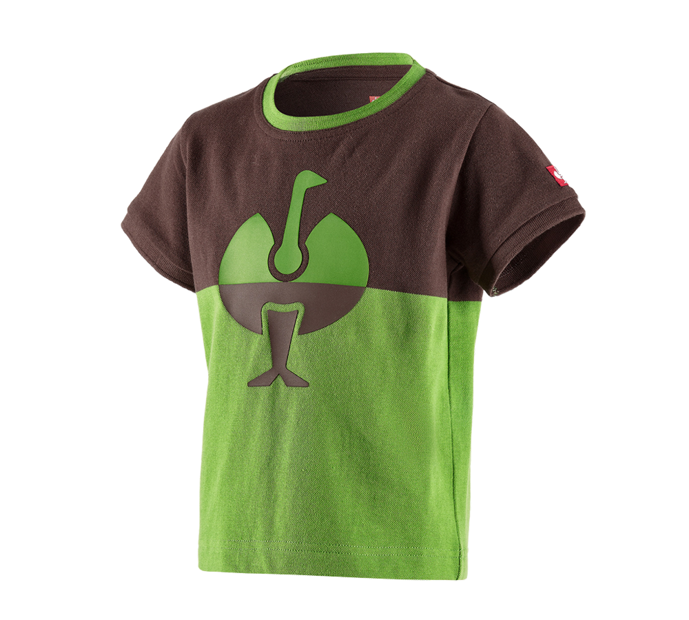 Bovenkleding: e.s. Pique-Shirt colourblock, kinderen + kastanje/zeegroen
