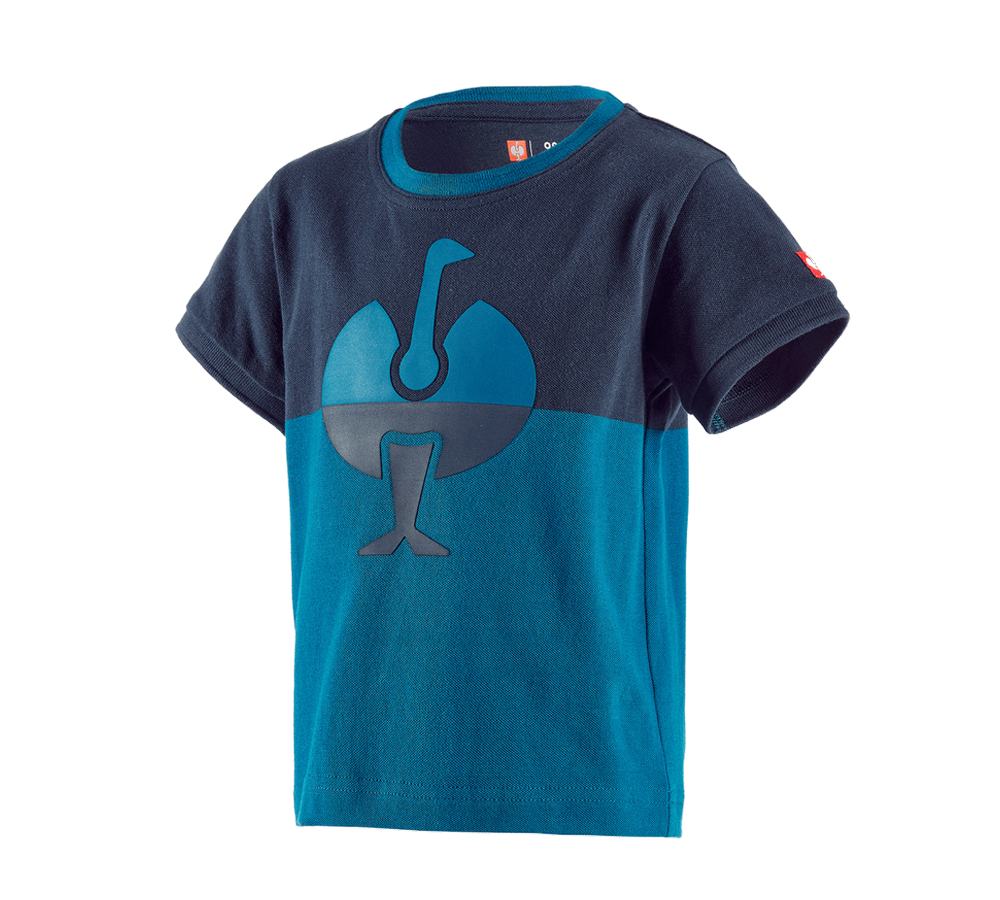 Bovenkleding: e.s. Pique-Shirt colourblock, kinderen + donkerblauw/atol