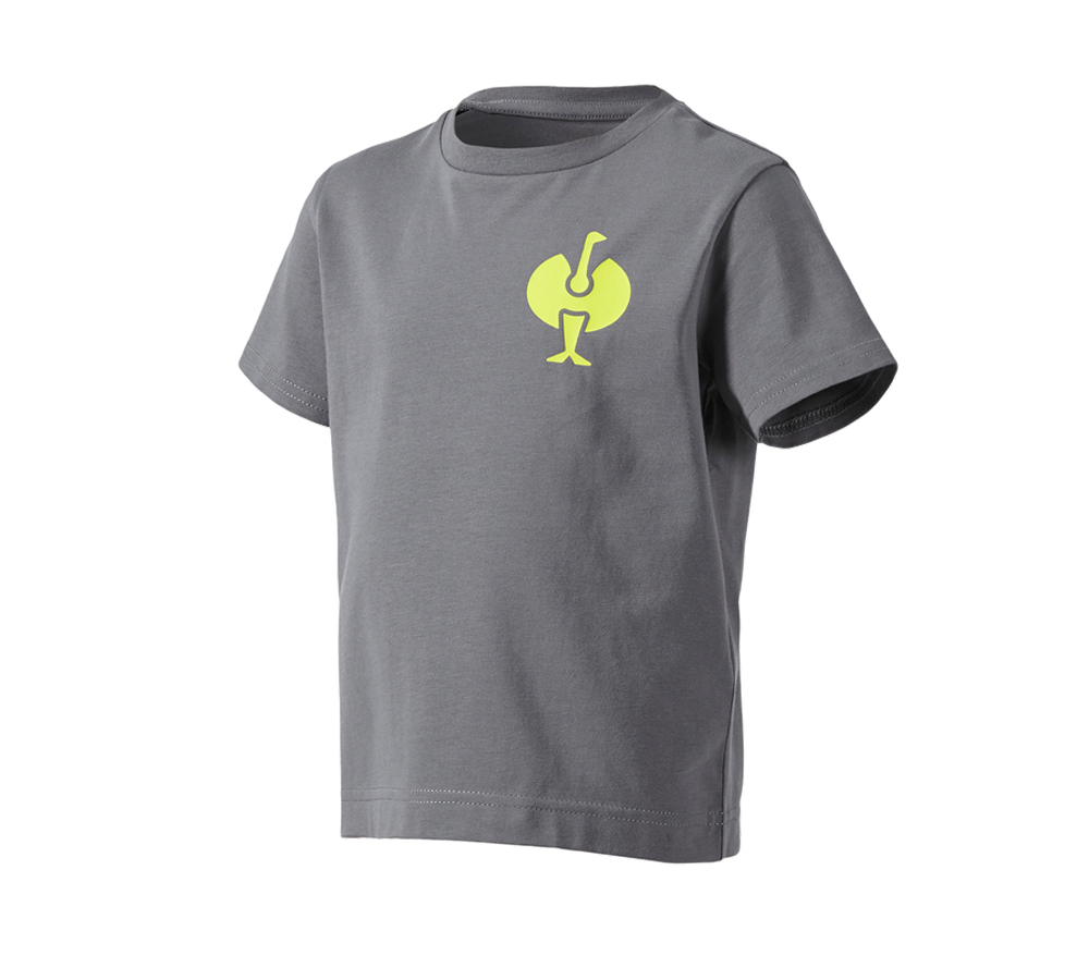 Hauts: T-Shirt e.s.trail, enfants + gris basalte/jaune acide