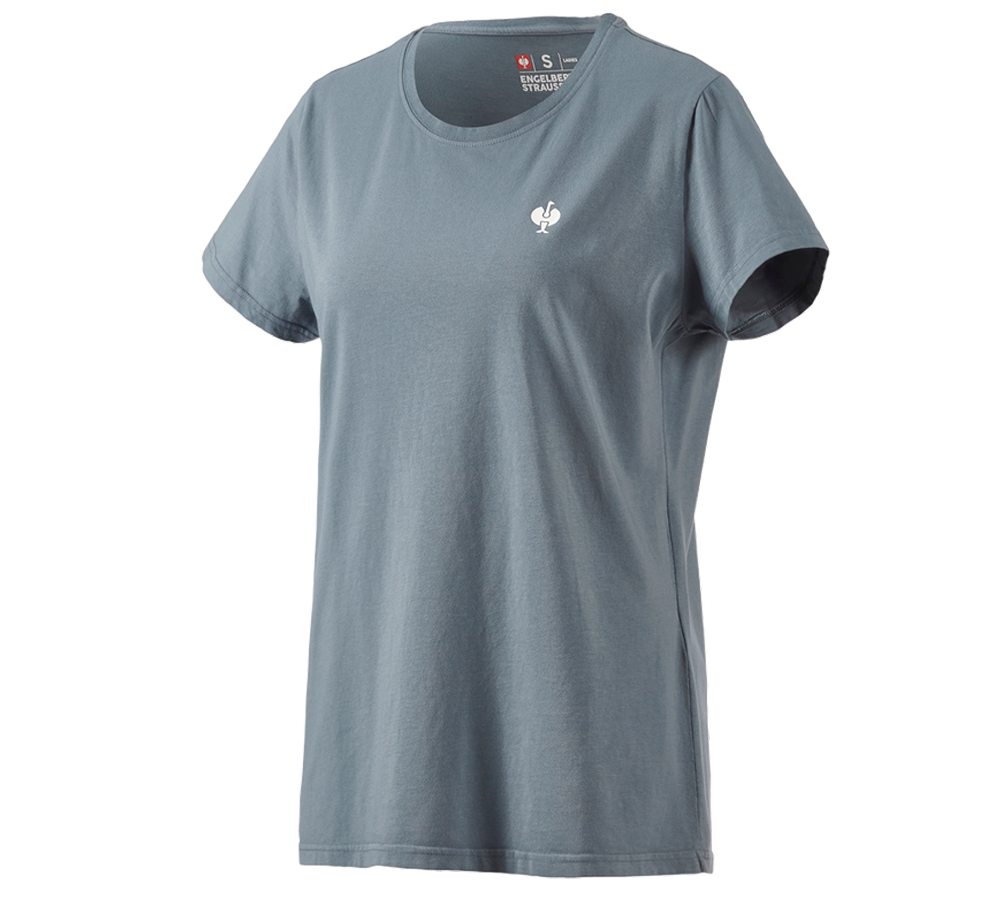Bovenkleding: T-Shirt e.s.motion ten pure, dames + rookblauw vintage