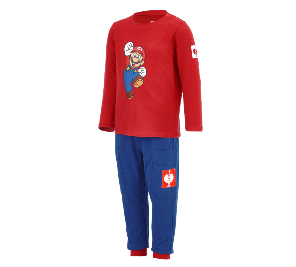 Kollaborationen: Super Mario Baby Pyjama-Set + alkaliblau/straussrot