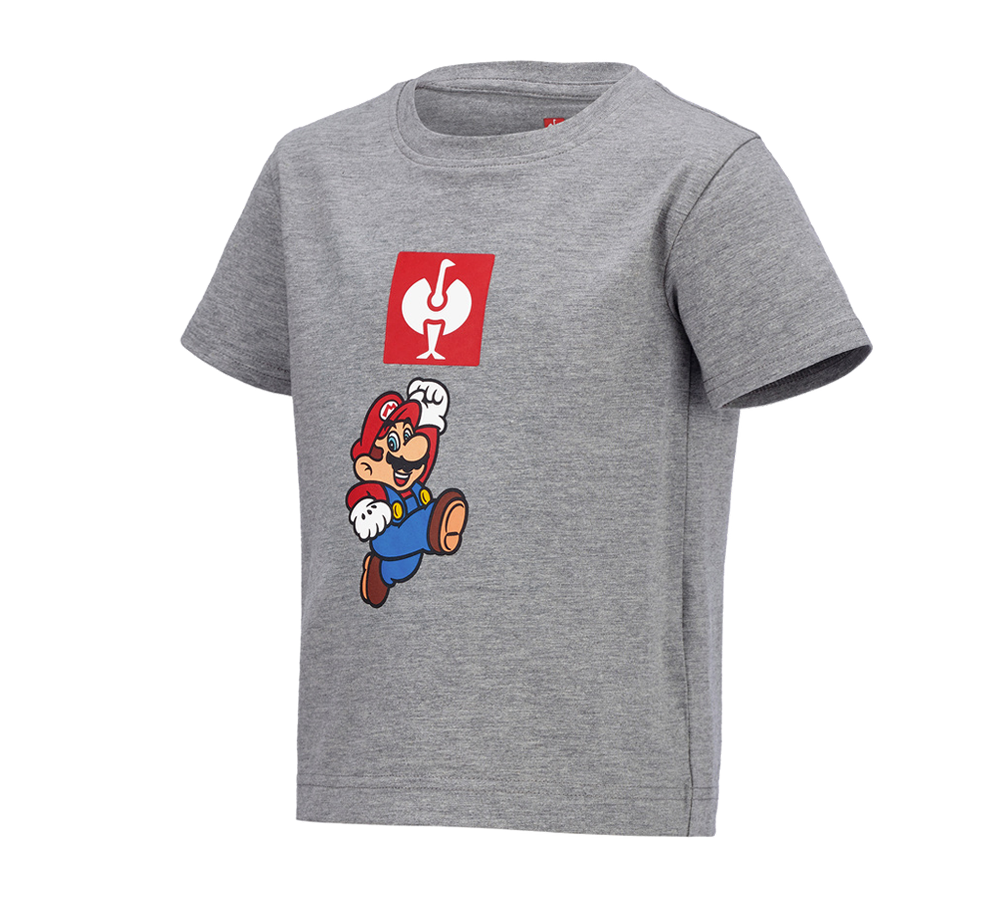 Hauts: Super Mario T-Shirt, enfants + gris mélange