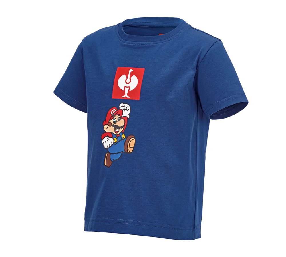 Hauts: Super Mario T-Shirt, enfants + bleu alcalin
