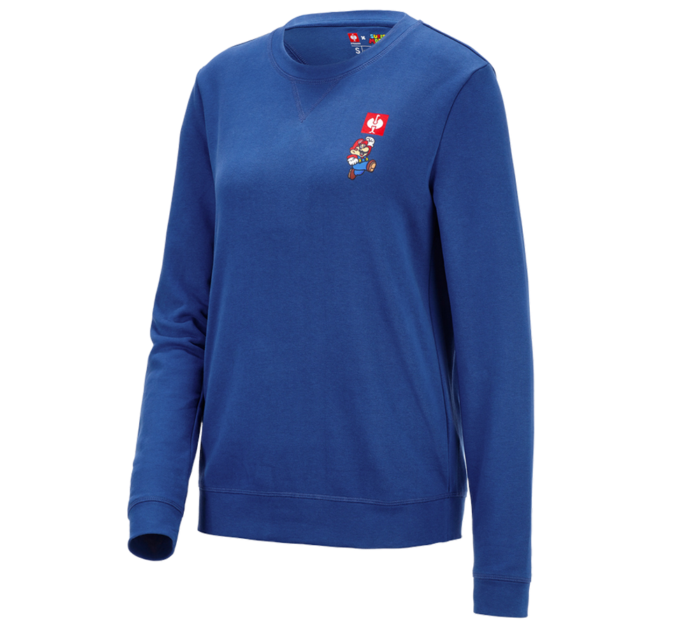 Shirts & Co.: Super Mario Sweatshirt, Damen + alkaliblau