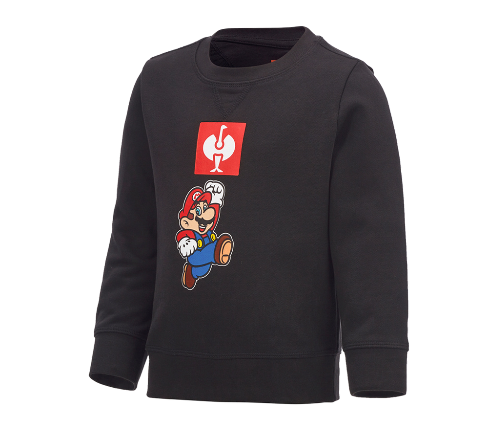 Shirts & Co.: Super Mario Sweatshirt, Kinder + schwarz