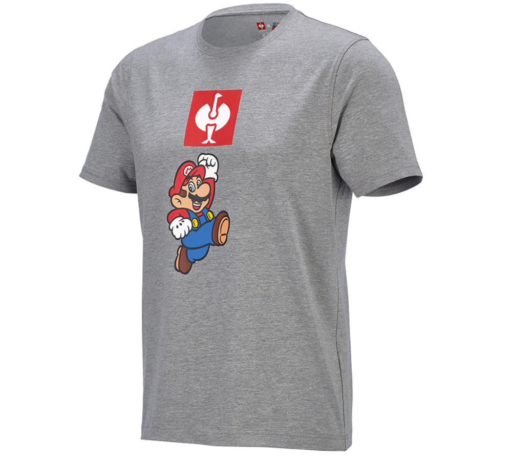 Shirts & Co.: Super Mario T-Shirt, Herren + graumeliert