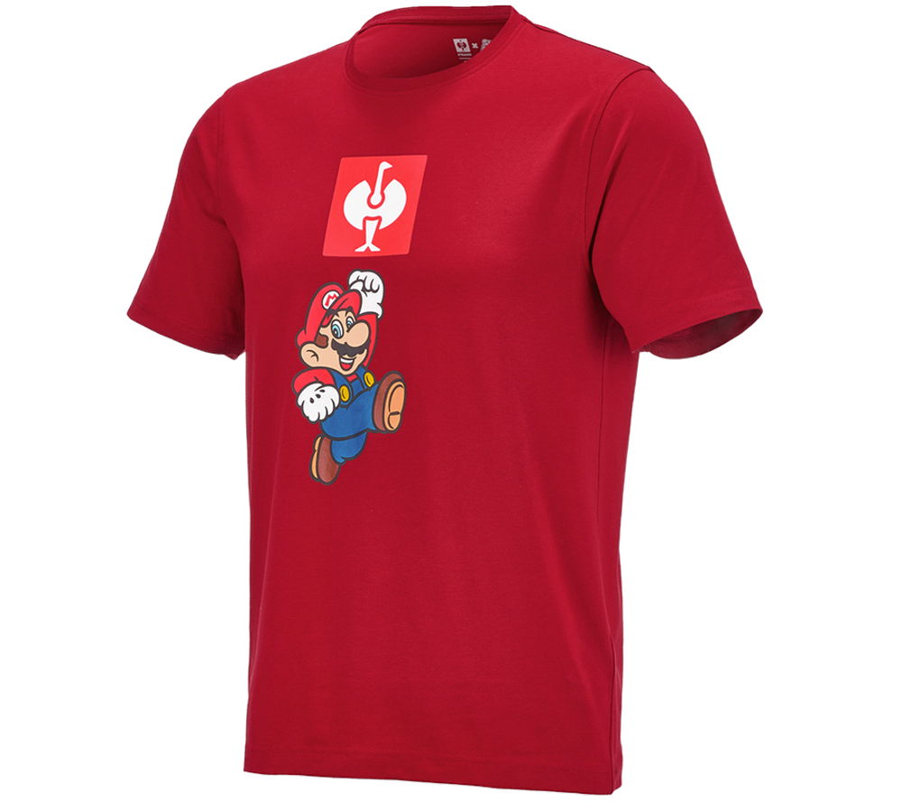 Hauts: Super Mario T-Shirt, hommes + rouge vif