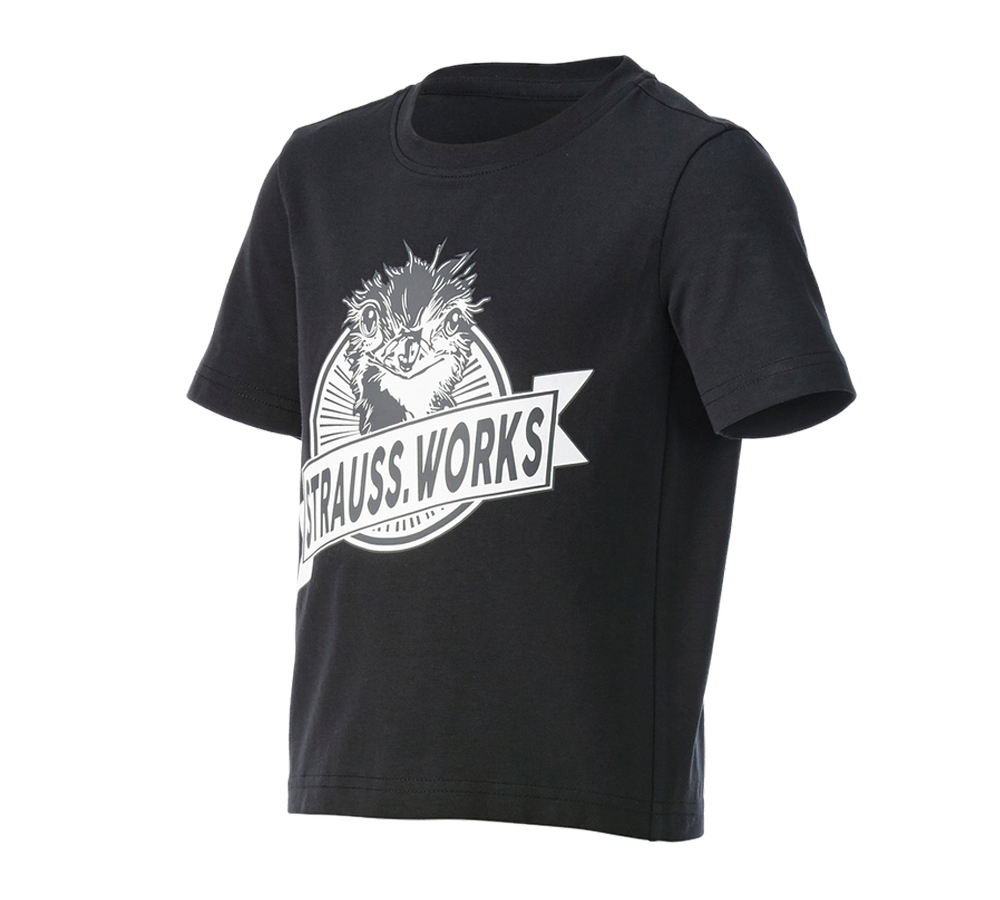 Kleding: e.s. T-shirt strauss works, kinderen + zwart/wit