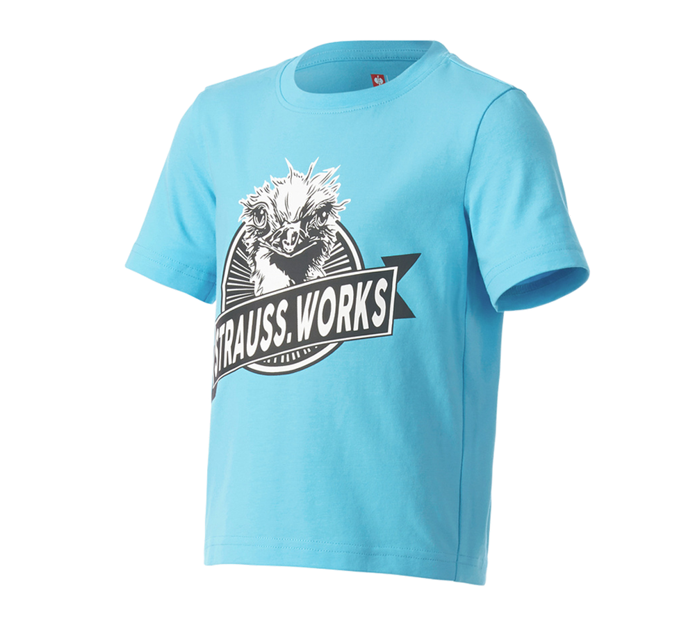 Kleding: e.s. T-shirt strauss works, kinderen + lapis turkoois