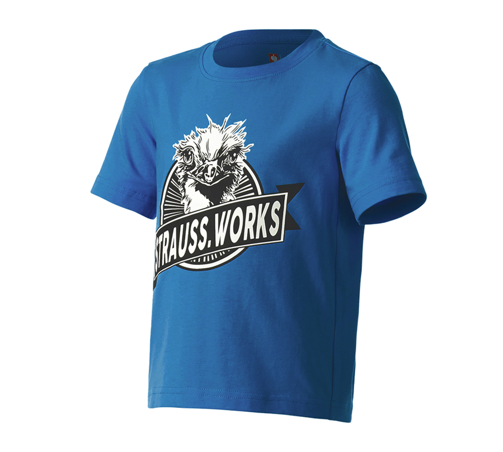 Kleding: e.s. T-shirt strauss works, kinderen + gentiaanblauw