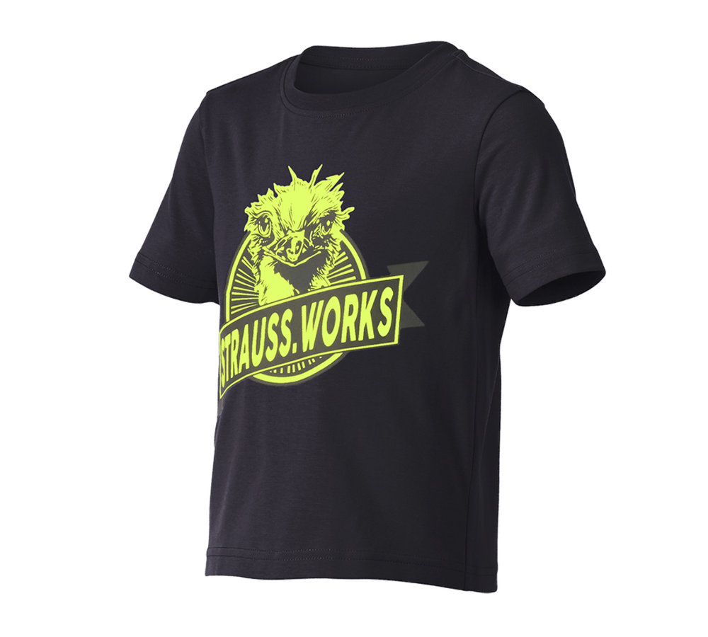 Vêtements: e.s. T-shirt strauss works, enfants + noir/jaune fluo