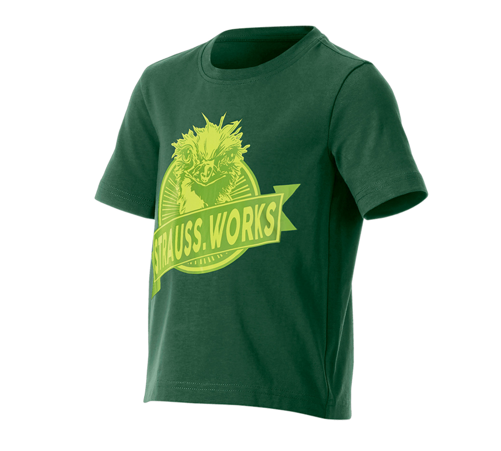 Bovenkleding: e.s. T-shirt strauss works, kinderen + groen