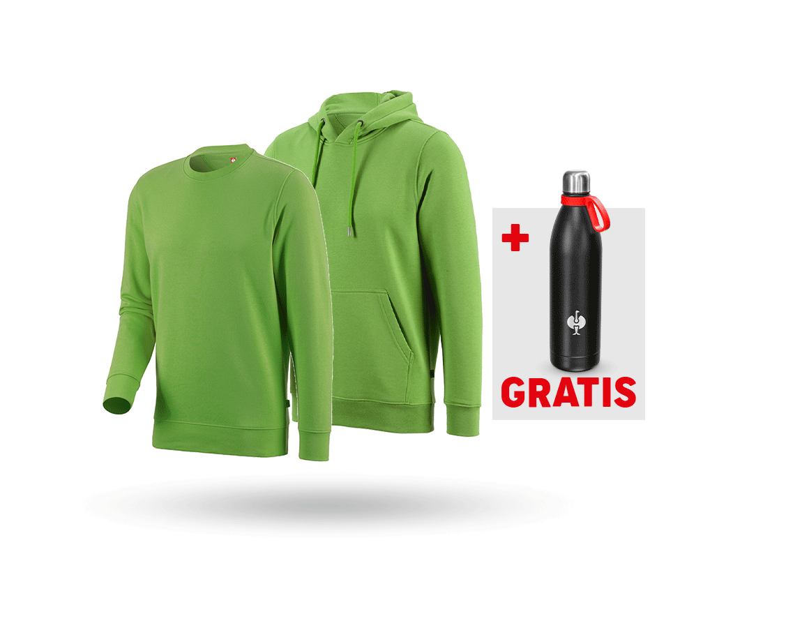 Kleding: SET: Sweatshirt + hoody-sweatshirt poly cotton + zeegroen