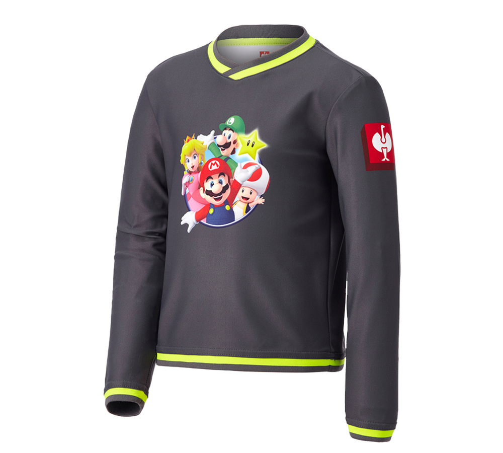 Samenwerkingen: Super Mario Functionele longsleeve, kinderen + antraciet