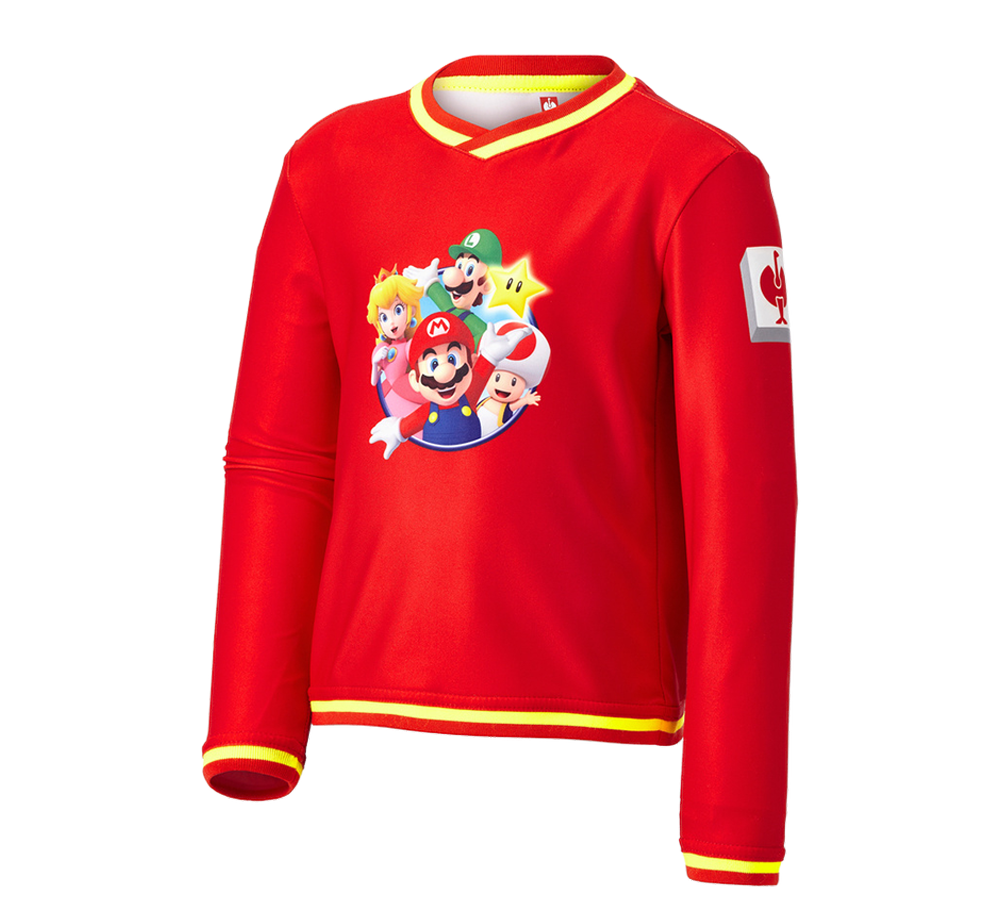 Samenwerkingen: Super Mario Functionele longsleeve, kinderen + strauss rood