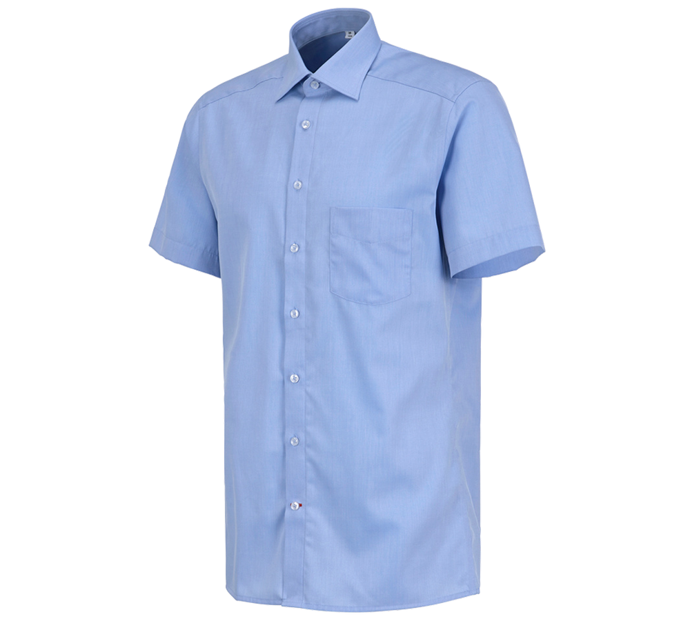 Shirts & Co.: Business Hemd e.s.comfort, kurzarm + hellblau melange