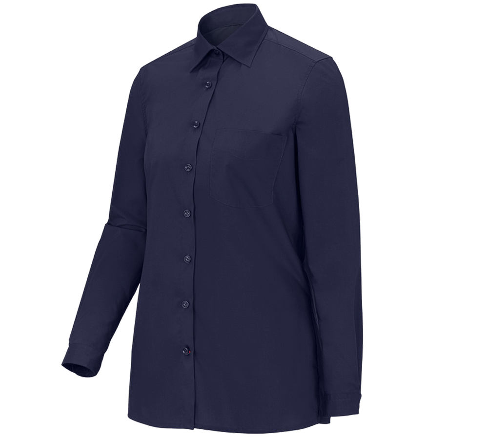 Bovenkleding: e.s. Service-blouse lange mouw + donkerblauw