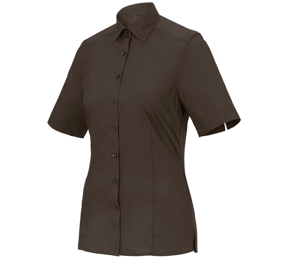 Shirts & Co.: Business Bluse e.s.comfort, kurzarm + kastanie