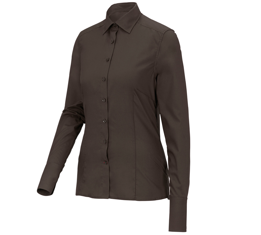 Shirts & Co.: Business Bluse e.s.comfort, langarm + kastanie