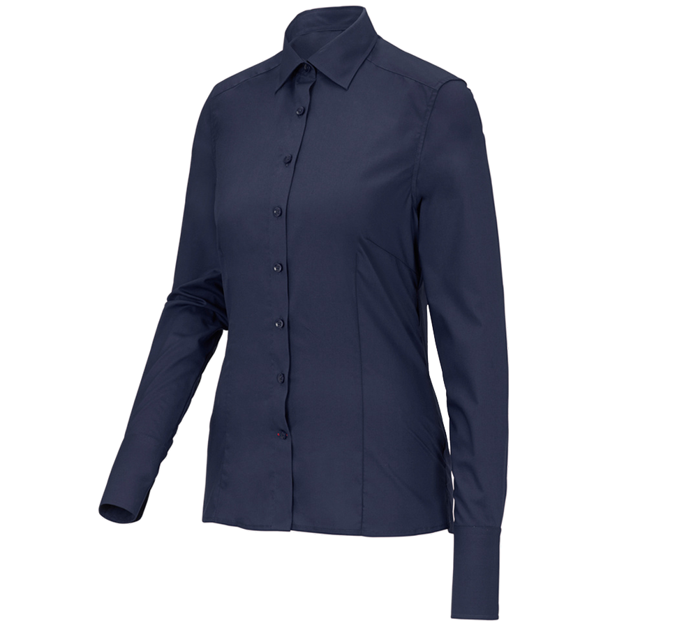 Shirts & Co.: Business Bluse e.s.comfort, langarm + dunkelblau