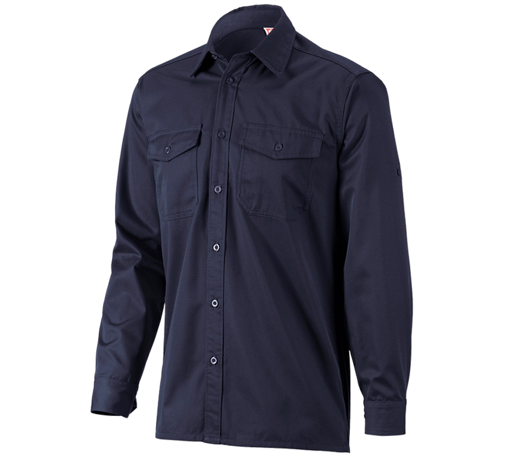 Shirts & Co.: Arbeitshemd e.s.classic, langarm + dunkelblau