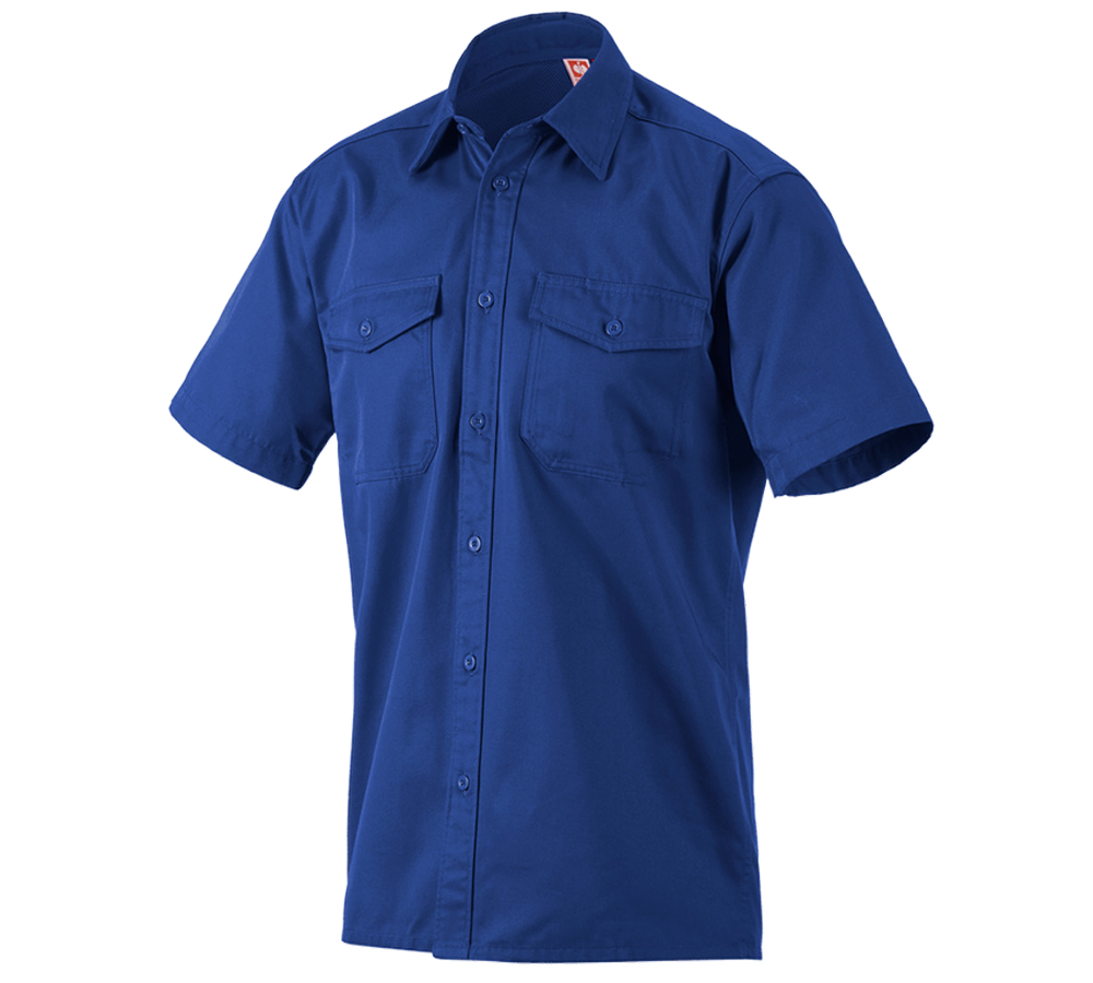 Shirts & Co.: Arbeitshemd e.s.classic, kurzarm + kornblau
