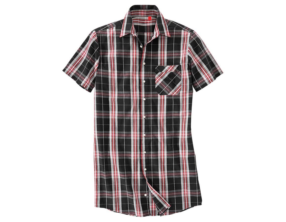 Bovenkleding: Overhemd, korte mouw Lübeck, extra lang + zwart/rood/wit