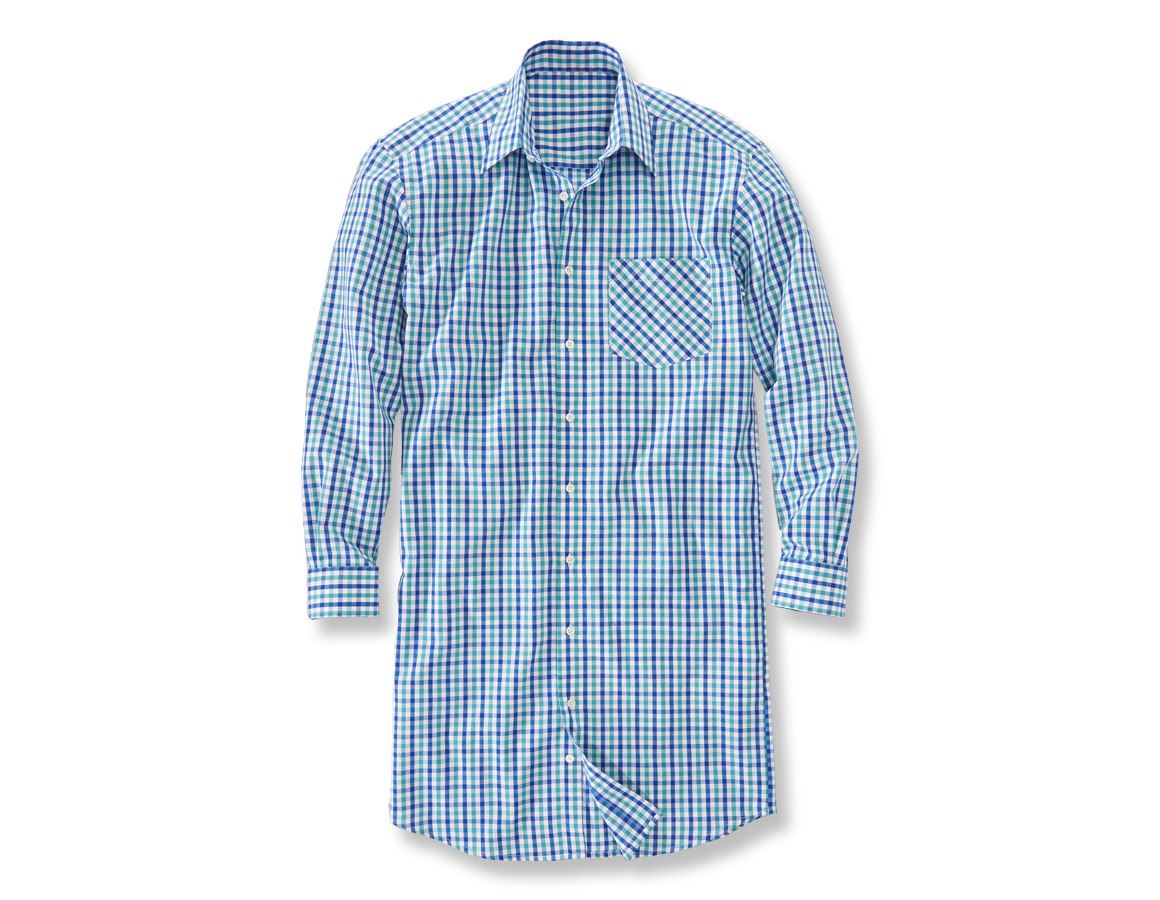 Shirts & Co.: Langarm-Hemd Hamburg, extra lang + kornblau/lagune/weiß