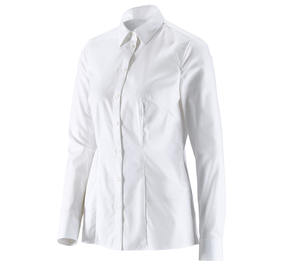 Shirts & Co.: e.s. Business Bluse cotton stretch, Damen reg. fit + weiß
